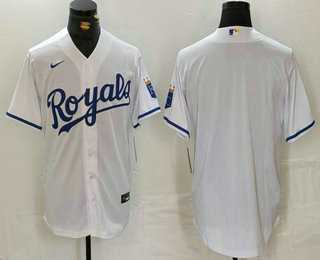 Mens Kansas City Royals Blank White Cool Base Stitched Baseball Jersey